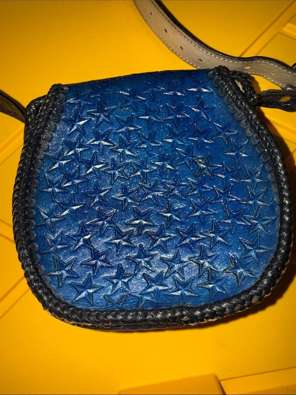Navy Star Embossed “Amber” Crossbody Bag